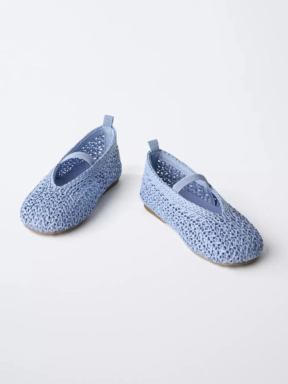 ZARA KIDS Braided Crochet Ballet Flats - Light Blue
